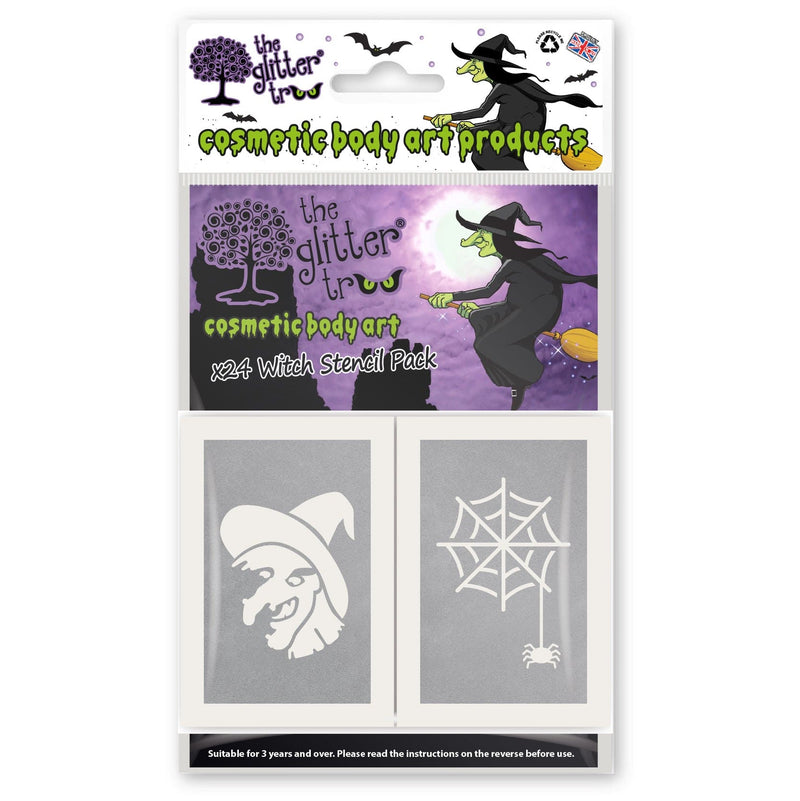 Witches themed glitter tattoo stencils.